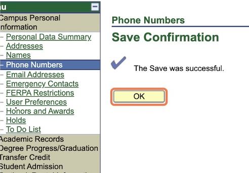 Leonet interface showing confirmation message