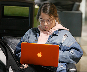 Student on Computer in Student Union