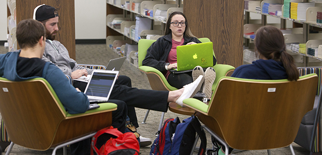 Students Studying in the second floor of the Library